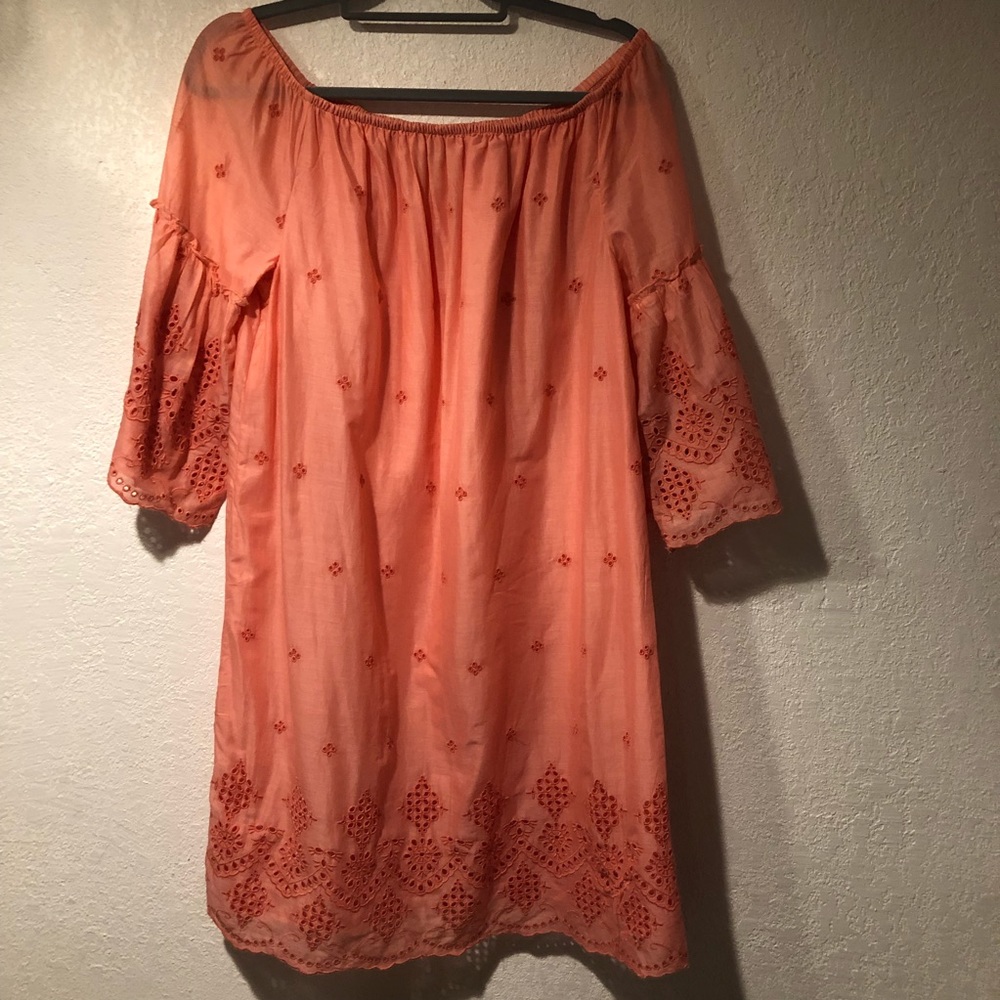 Cotton coral mini dress - Picture 3 of 8